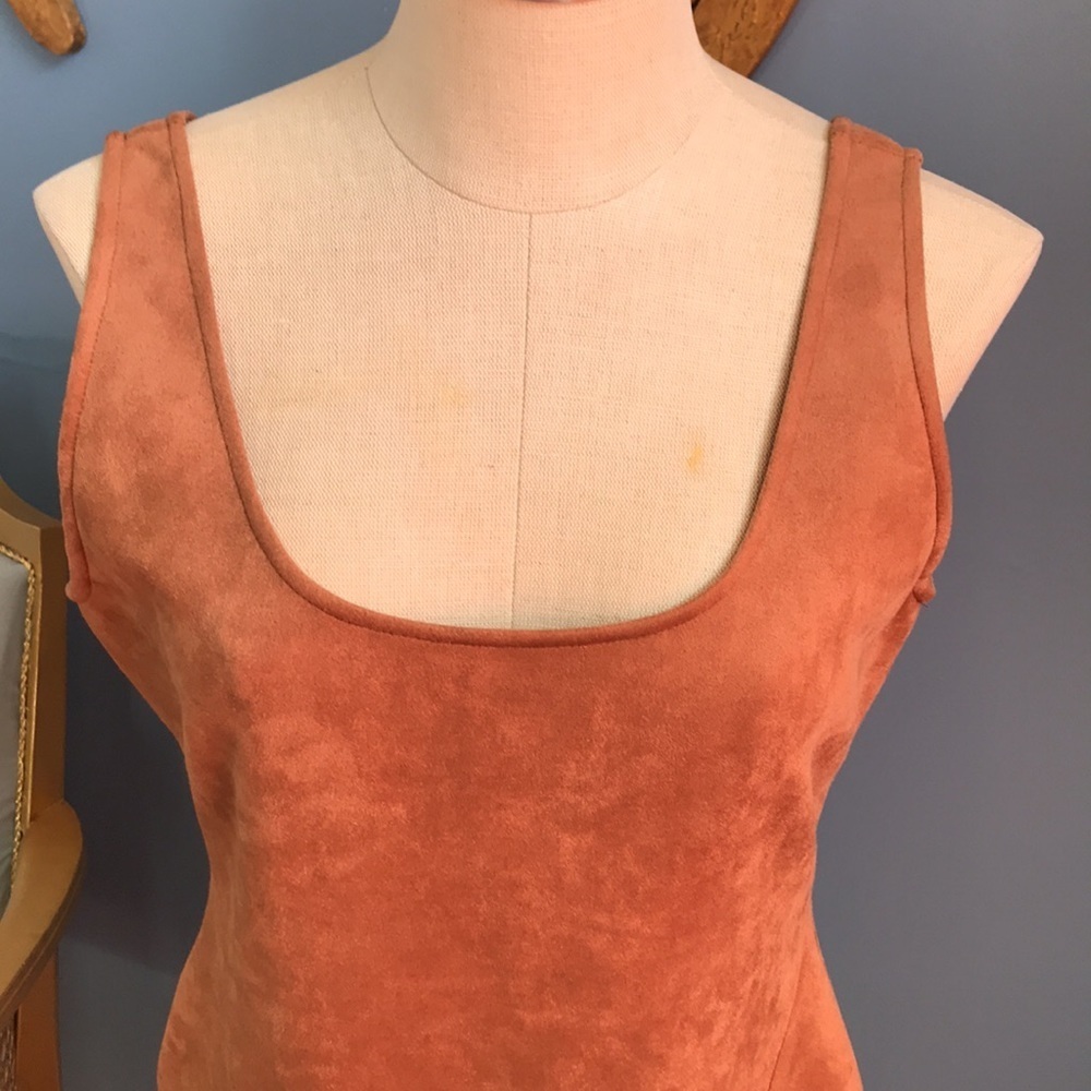 Hyfve terracotta velvety suede like bodycon sleeveless mini dress size L - Picture 2 of 12